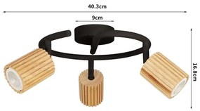 Brilagi - Spotlámpa MODERN WOOD 3xGU10/8W/230V gumifa/fekete