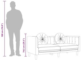 krémszínű bársony kétszemélyes kanapé párnákkal