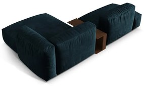 Sötétkék bársony moduláris sarokkanapé (jobb oldali-heverő résszel) Martina – Micadoni