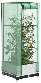 Rattan megjelenésű magaságyás melegháztakaróval 40x40x123 cm