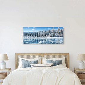 Kép a befagyott tóról és a havas fákról (120x50 cm)