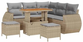 vidaXL Kerti Kanapé Szett 8 pcs Bézs polirattan