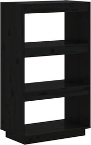vidaXL fekete tömör fenyőfa könyvszekrény/térelválasztó 60x35x103 cm