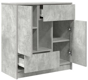 betonszürke komód fiókokkal és ajtókkal 70,5x34x74,5 cm