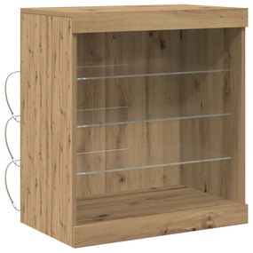 Oldalszekrény LED fényekkel, Kézműves tölgy 60,5x37x67 cm