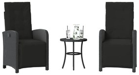 vidaXL 3 részes fekete polyrattan bisztrógarnitúra párnával