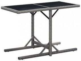antracitszürke polyrattan és üveglapos kerti asztal 110x53x72cm