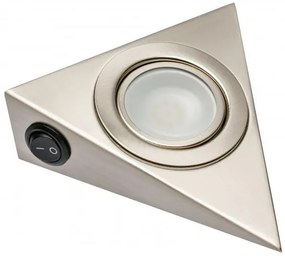 LED Lámpatest, háromszög, hideg fehér, 64mm, 12V, 100lm, 1,4W, kábellel, csatlakozóval, kapcsolóval, szálcsiszolt
