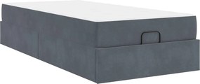 vidaXL Ágykeret matraccal matracmal 2 pcs Homályos Szürke Bársony