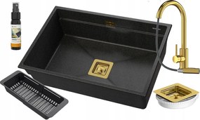 EPIR70 gránit mosogató egy medencével, alsószerelésű, Loseto csapteleppel, szűrőkosárral és szifonnal