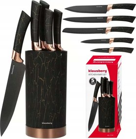 Konyhai késkészlet szett 5 részes fekete márvány Klausberg Kb 7799