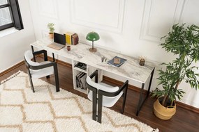 Twin Study Desk - frézia márvány/fekete íróasztal