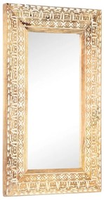 kézzel faragott tömör mangófa tükör 80 x 50 x 2,6 cm
