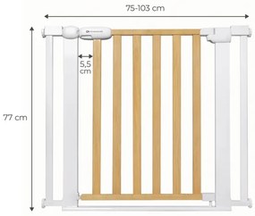 KINDERKRAFT - Biztonsági korlát LOCK&amp;GO 75-103 cm fenyő