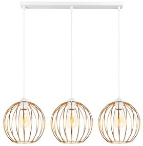 Csillár zsinóron MATT 3xE27/60W/230V fehér/réz