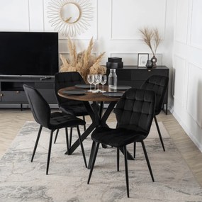 Étkezőasztal 80 cm méretben, rusztikus tölgy/fekete színben LAUREN