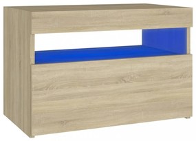 sonoma tölgy színű TV-szekrény LED-lámpákkal 60 x 35 x 40 cm