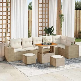 Kerti Kanapé Szett párnával 9 pcs Beige és krém 90 x 55 x 71 cm