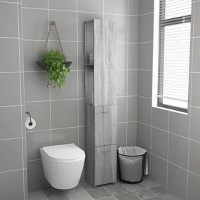 Szürke sonoma színű szerelt fa fürdőszobaszekrény 25x26,5x170cm