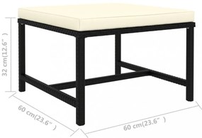 4 részes fekete polyrattan kerti kanapészett párnákkal