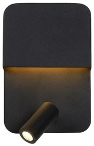 Lucide 79200/08/30 - BOXER LED fali lámpa 5W/230V + 5W USB, fekete