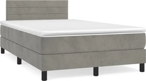 vidaXL világosszürke bársony rugós ágy matraccal 120 x 200 cm