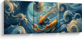 Kép - Aranyhalak (órával) (90x30 cm)