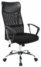 Ergonomikus irodai szék magas háttámlával fekete színben, króm lábakkal