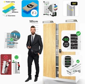 Fém irodagardrób Fehér/ Aranytölgy: Eco Design JAN II