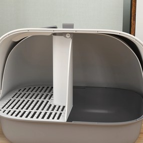 PawHut Macskatoalett, Macska WC Ház, Félzárt Csatorna, Ajtóval és Póríval, Elöl Nyitható Tető, Homokeső Lyukak, Könnyű Tisztítás, 58 x 46 x 39 cm, Vi