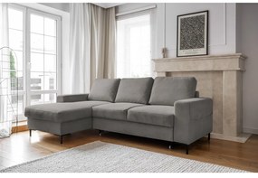 Szürke kordbársony kinyitható sarokkanapé (bal oldali) Lofty Lilly – Miuform