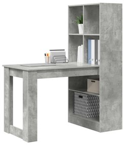 Asztal polcokkal Beton Szürke 122 x 67 x 145 cm Faanyag