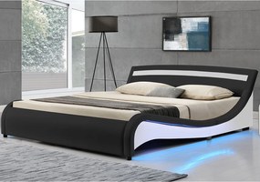 Kárpitozott ágy ,,Malaga" 140 x 200 cm LED oldalpanelekkel - fekete
