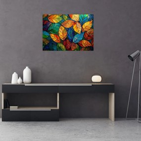 Üveg kép - Levélmozaik (70x50 cm)