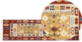 Színes kilim gyapjú futószőnyeg 80 x 300 cm VOSKEHAT Beliani
