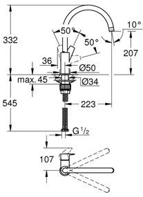 GROHE 31233001 - START mosogató csaptelep, fényes króm