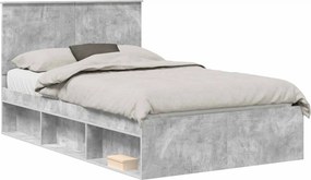 vidaXL Ágykeret fejtámlával Beton 120 x 190 cm Tömör fenyőfa