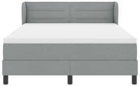 Boxspring Ágy Mattresszel - Világosszürke, 160x200 cm, Szövet