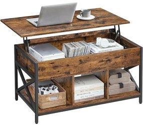 VASAGLE emelhető tetejű dohányzóasztal 50 × 100 × (49–62 cm), barna és fekete színben