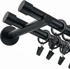Fém Függönykarnis Dupla 19 19 mm Fekete matt Luna 140 cm
