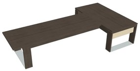 Verno+ S asztal 200 x 370 cm, kiegészítő íróasztallal, antracit tölgy / vanília