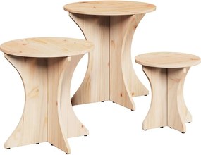 vidaXL Dohányzóasztal 3 pcs Természetes