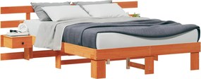 vidaXL Ágykeret fejtámlával Barna 150 x 200 cm Tömör fenyőfa