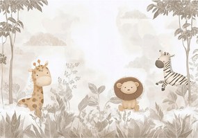 Gyerek Fotótapéta Állatok Dzsungel Erdő Bézs Gyerek Tapéta 300x210