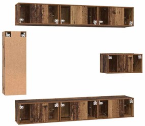TV szekrény garnitúra 8 pcs Régi fa 30.5 x 30 x 90 cm Faanyag