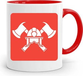 Piros Bögre Tűzoltónak Tűzoltó Címer Ajándék fényképes nyomtatással