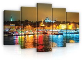 Vászonkép 5 darabos, Isztambul kikötő 100x60 cm méretben