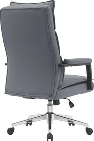 Irodai szék, szürke ekobőr/króm, KAHIL