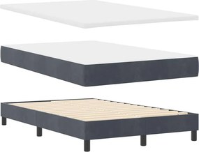 vidaXL LED Box Spring Ágy matracmal Sötétszürke 120 x 190 cm Bársony