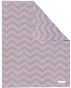 Zigzag rózsaszín-szürke pamut gyerek takaró, 80 x 100 cm - Kindsgut
